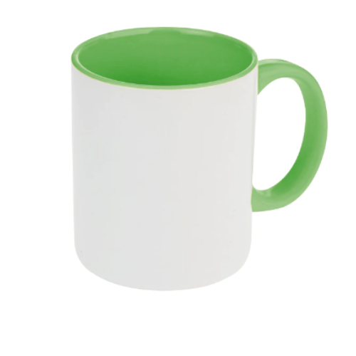 TAZA BLANCA 11 OZ INTERIOR VERDE ASA VERDE PARA SUBLIMAR 325 ML SUBLIMACION ENCOGRAPHICS