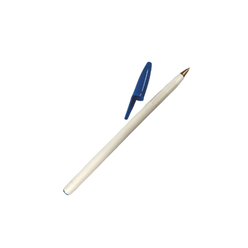 BOLIGRAFO (PLUMA) REDONDO PLUS BLANCO TAPON AZUL