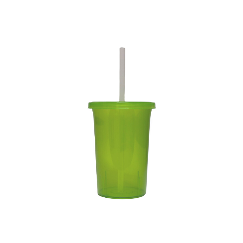 VASO 16 OZ CON TAPA Y POPOTE VERDE