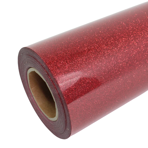 VINIL TEXTIL GLITTER  ROJO SUBLIMABLE ECG 50  CMS  X 1.0  MT.