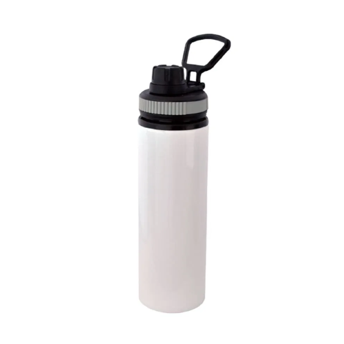 BOTELLA ALUMINIO BLANCA CON TAPA Y ARO GRIS PARA SUBLIMAR 750 ML SUBLIMACION ENCOGRAPHICS