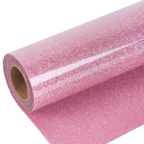 VINIL TEXTIL ROSADO GLITTER  50  CMS  X 1.0  MT.