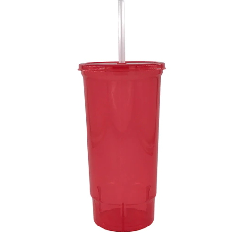 VASO BACHELOR 32 OZ ROJO CLARO TAPA Y POPOTE