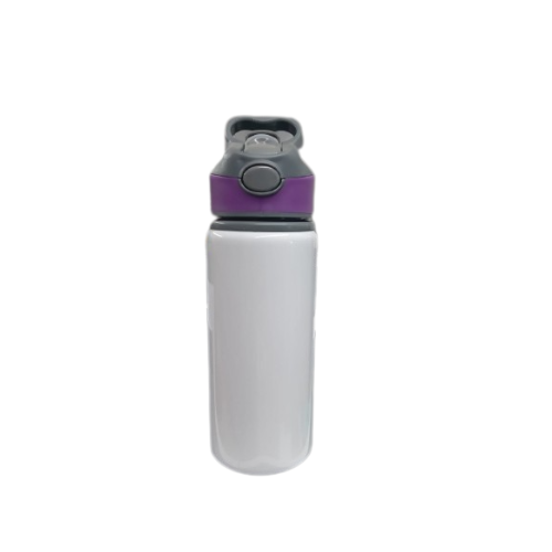 BOTELLA ALUMINIO INFANTIL BLANCA ARO MORADO PARA SUBLIMAR 600 ML SUBLIMACION ENCOGRAPHICS