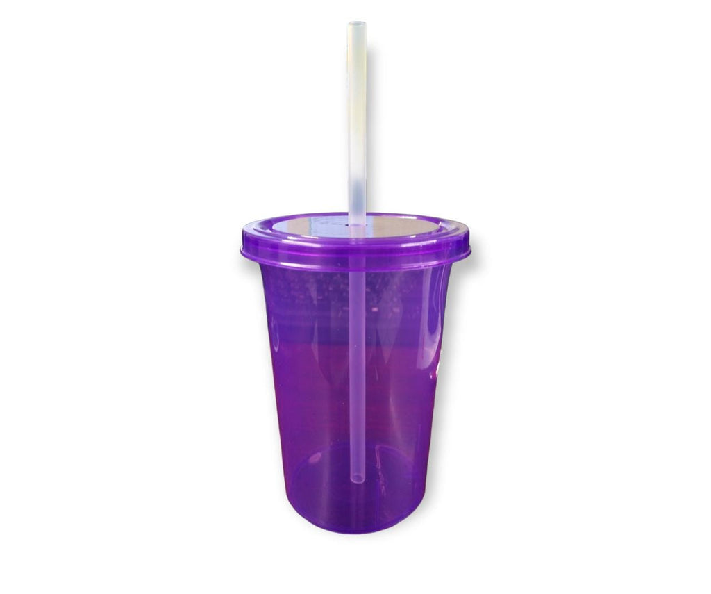 50 VASOS CON TAPA Y POPOTE 16 OZ.