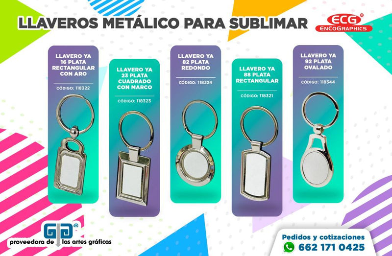 LLAVERO YA 92 PLATA OVALADO PARA SUBLIMAR METALICO SUBLIMACION ENCOGRAPHICS