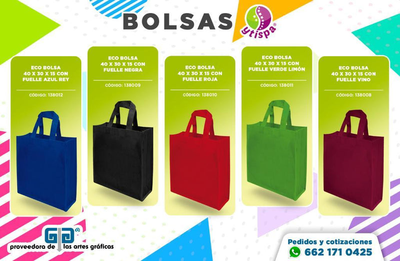 ECO BOLSA 40X30X15 CON FUELLE ROJA