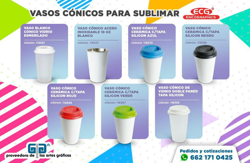 VASO CONICO ACERO INOXIDABLE 18 OZ BLANCO PARA SUBLIMAR 530 ML SUBLIMACION ENCOGRAPHICS